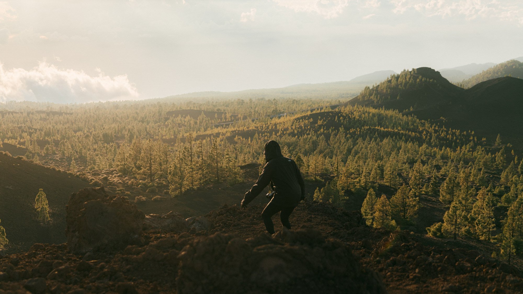 hiker volcanic hillside tenerife pine forest lifestyle photographer london