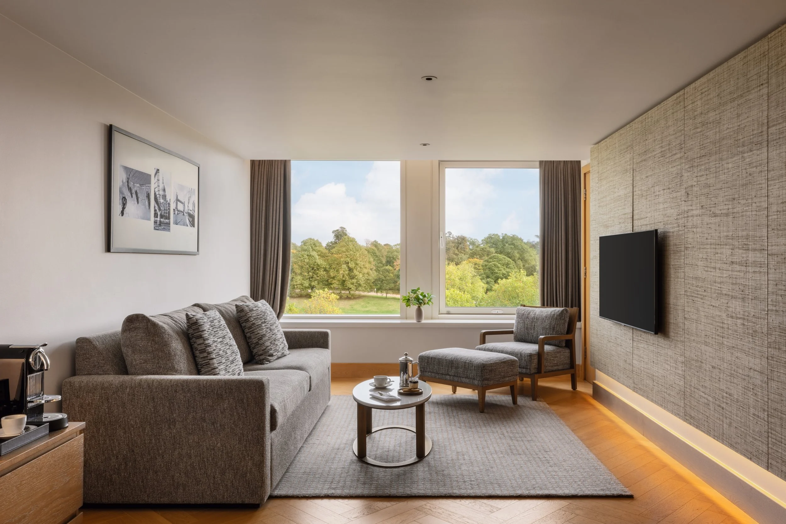 Royal Garden Hotel park suite living area photography London