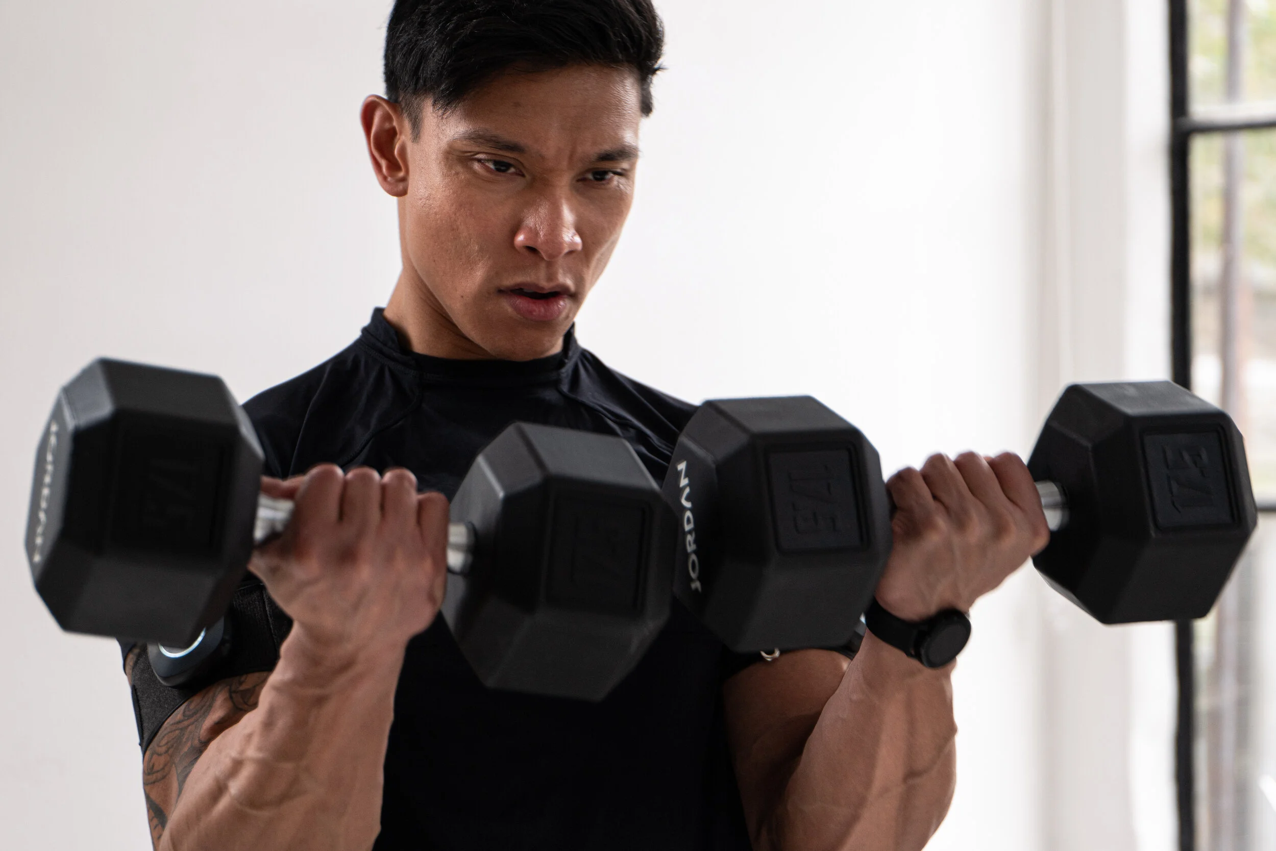 SAGA Fitness BFR training cuffs workout photography