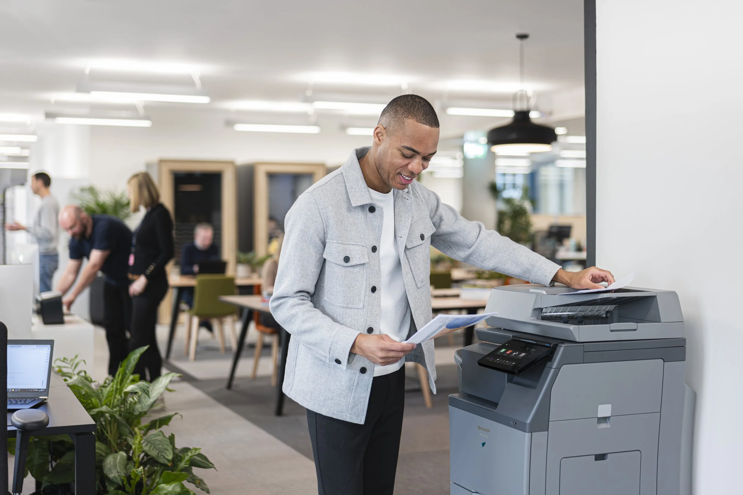 Sharp Electronics printer lifestyle photography office environment